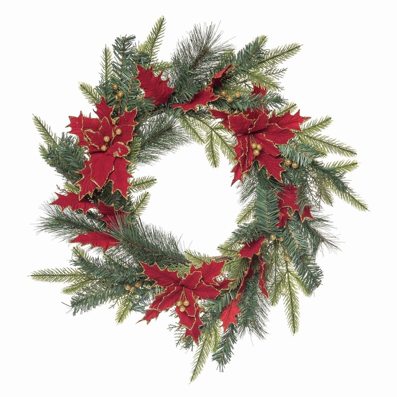 Transpac Gilded Poinsettia Wreath