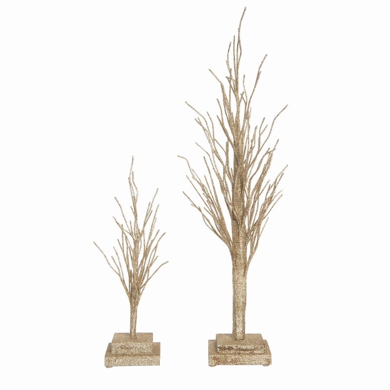 Transpac Gilded Trees, Set Of 2
