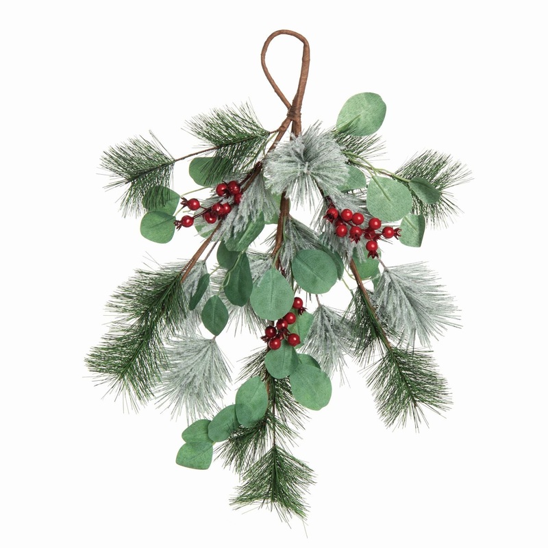 Transpac Holly Berry Christmas Twig Teardrop