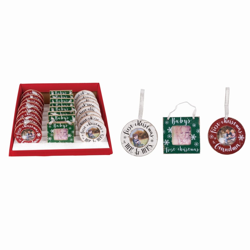 Transpac MDF Christmas Frame Ornament, Set Of 24