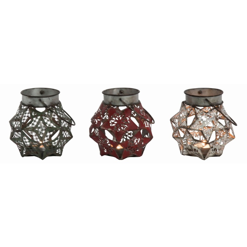 Transpac Metal Star Candle Holder, Set Of 3, Assortment