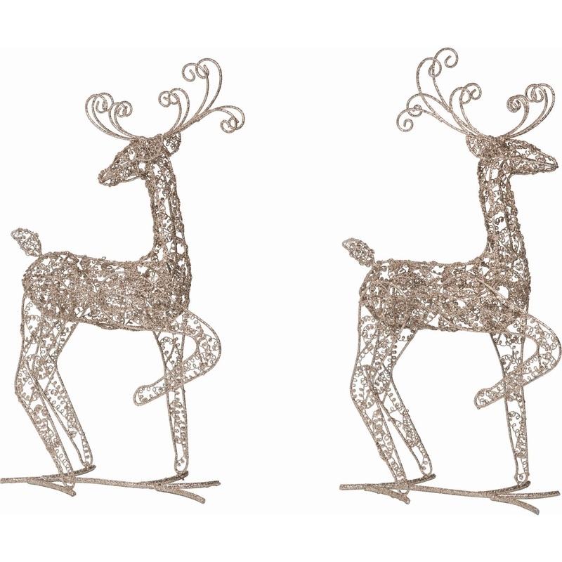Transpac Metal Wire Standing Reindeer, Set Of 2, Assortment