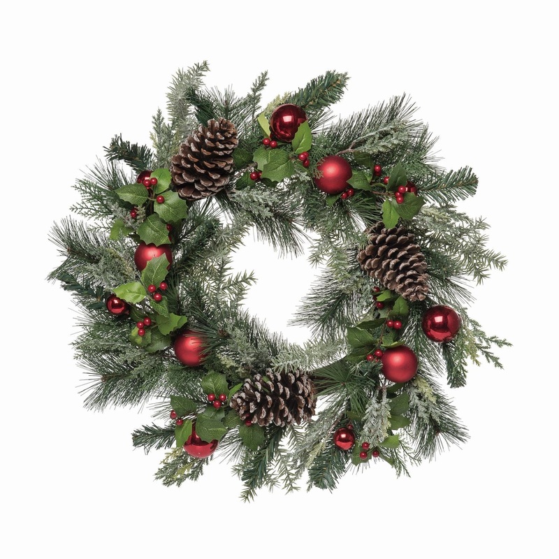 Transpac Pine Cones & Ornaments Wreath
