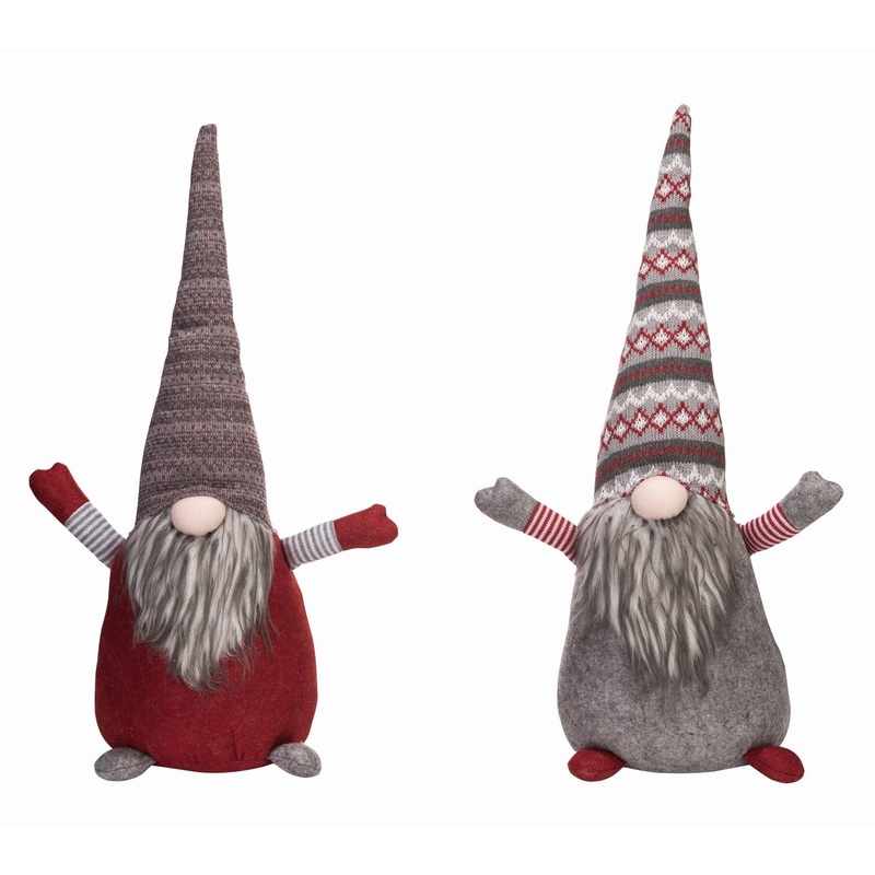 Transpac Plush Christmas Gnome Door Stop, Set Of 2, Assortment