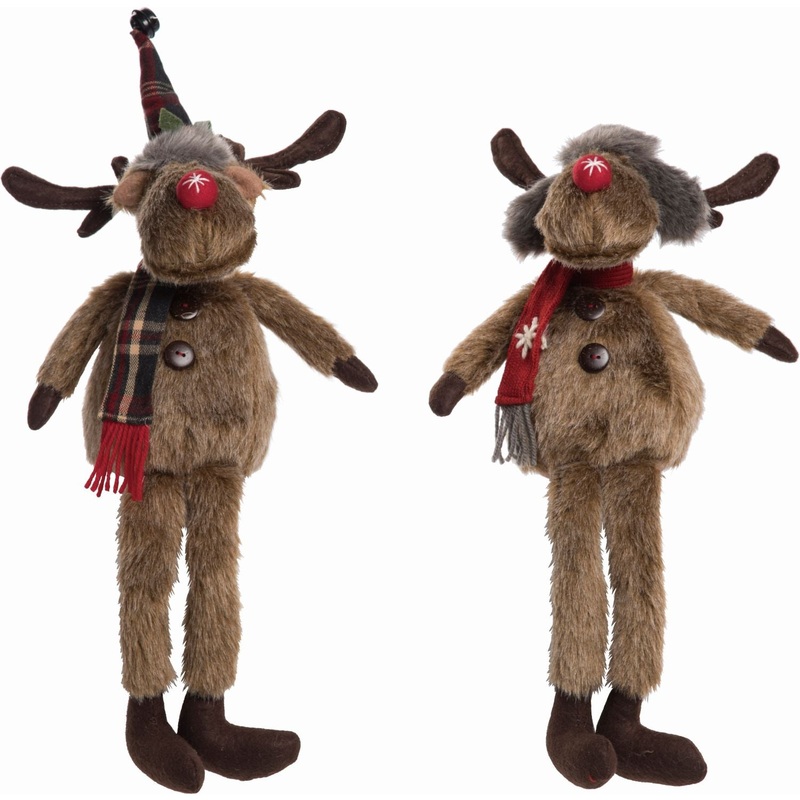 Transpac Plush Rustic Moose Shelf Sitter, Set Of 2, Assortment