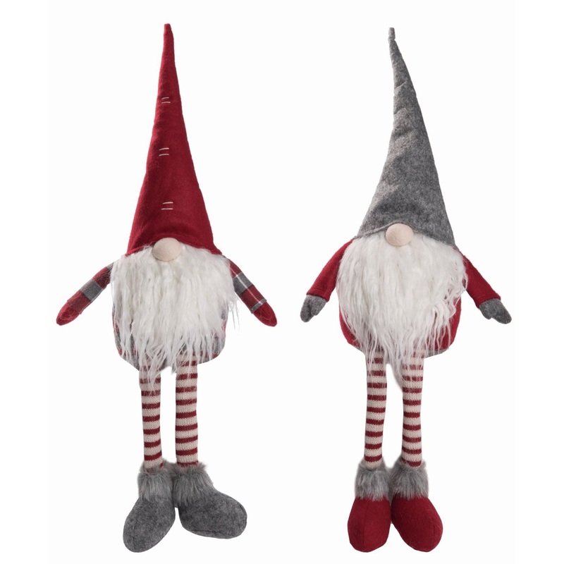 Transpac Plush Santa Gnome Shelf Sitter, Set Of 2, Assortment