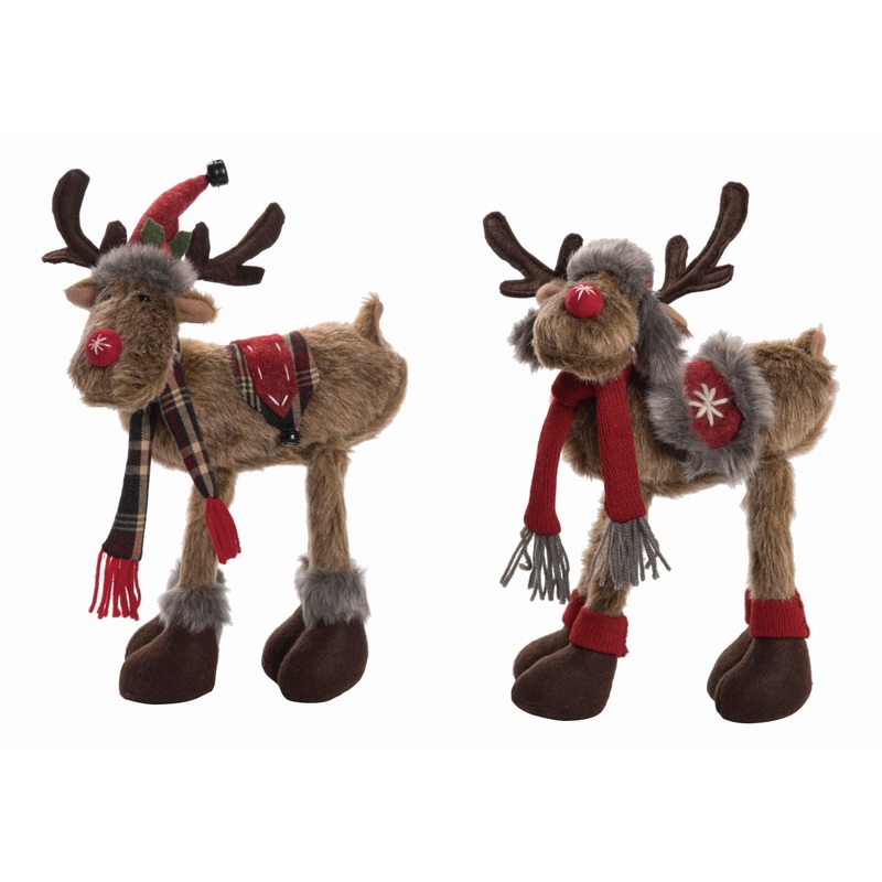 Transpac Plush Standing Rustic Moose Figurine, Set Of 2, Assortment