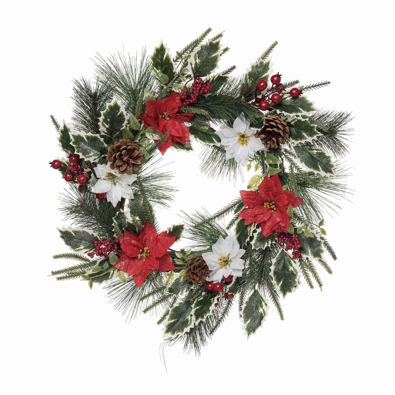 Transpac Poinsettia Evergreen Wreath