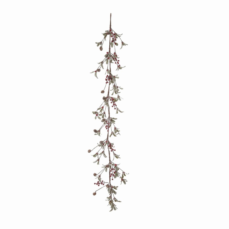 Transpac Red Berry & Lambs Ear Garland