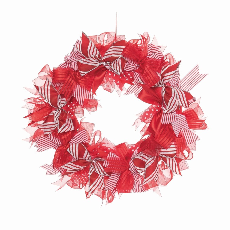 Transpac Red Peppermint Ribbon Wreath