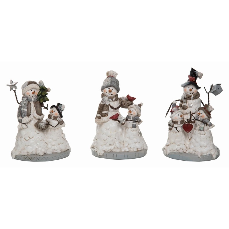 Transpac Resin Wire Arm Christmas Snowman Family, Set Of 3, Assortment