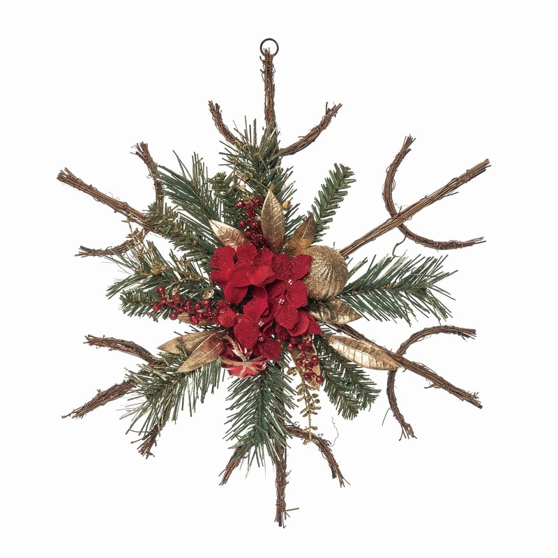 Transpac Twig Gold & Poinsettia Star Decor