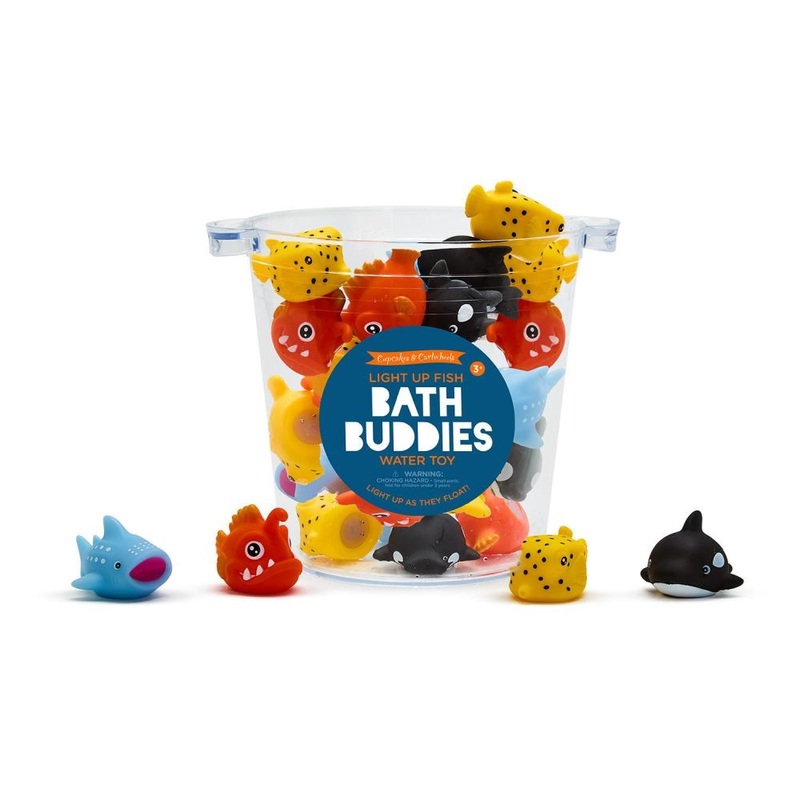 Two’s Company Bath Buddies 48-Pieces Light Up Fish Bath Toy with Bucket In 4 Designs