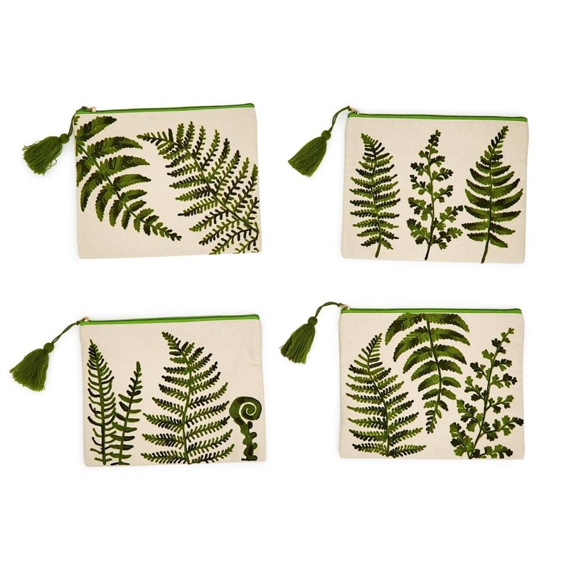 Two’s Company Fanciful Fern Multipurpose Pouch Assorted 4 Designs – Cotton Canvas