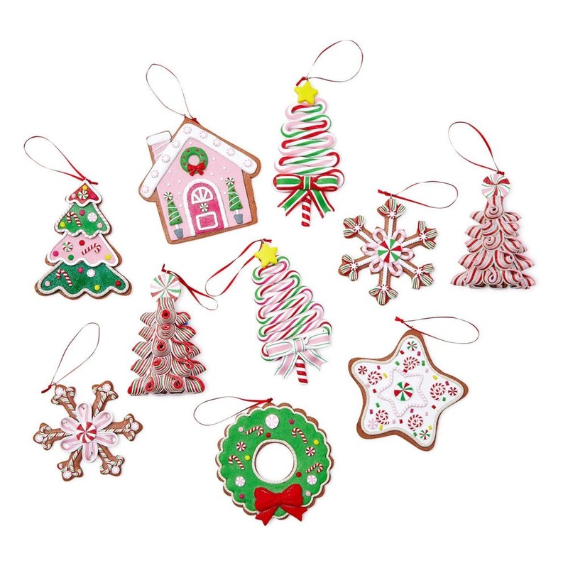 Two’s Company Gingerbread 30-Pieces Hand-Crafted Ornament In 10 Assorted Designs