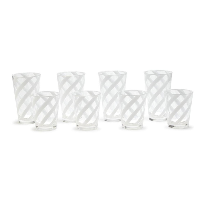 Two’s Company Interlaced Opaque White 24-Pieces Drinking Glass In 2 Styles