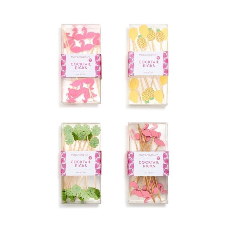 Two’s Company Tropical Life 28-Pieces Cocktail Picks in Gift Box Assorted 4 Designs