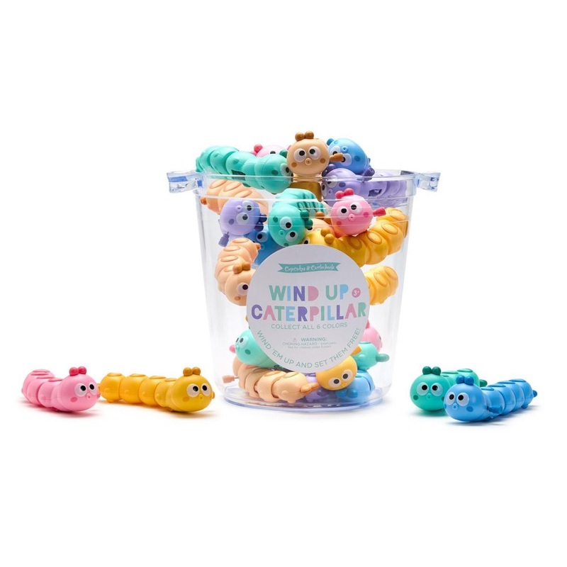 Two’s Company Wiggly 24-Pieces Wind Up Caterpillar Toy with Bucket In 6 Colors
