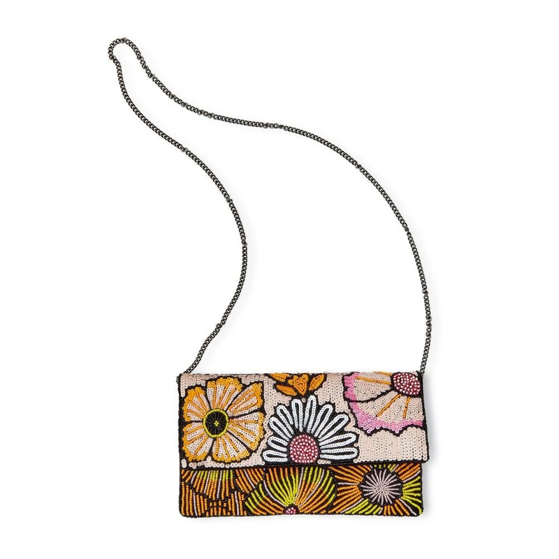 Two’s Company Wild Flower Beaded Clutch – Cotton/Glass