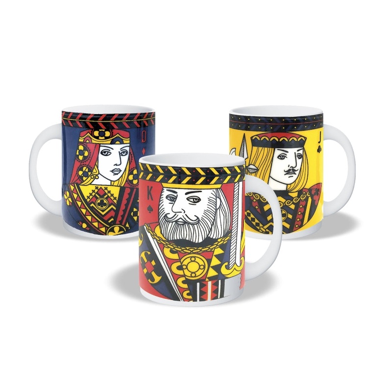 Gusto Buono 10oz Poker Collection Porcelain Mug, Set of 3 – Queen of Diamonds, King of Spades and Jack of Clubs