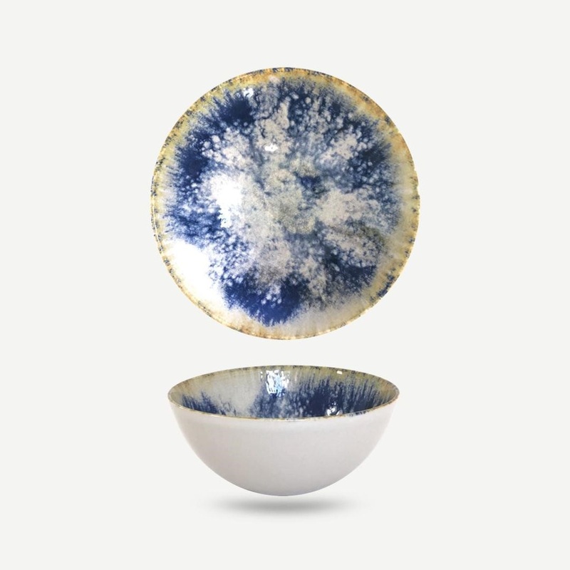 Gusto Buono 6.29 Monaco Cereal Bowl, Dark Blue Reactive Glaze Stoneware Set of 6, Soup/Snack Dish