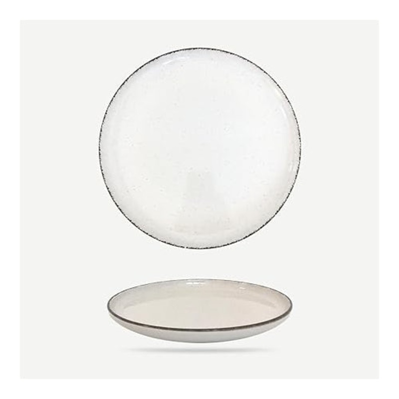 Gusto Buono Smooth Vanilla 10.63 Nordic Ceramic Dinner Plates, Stoneware Dish Set of 6