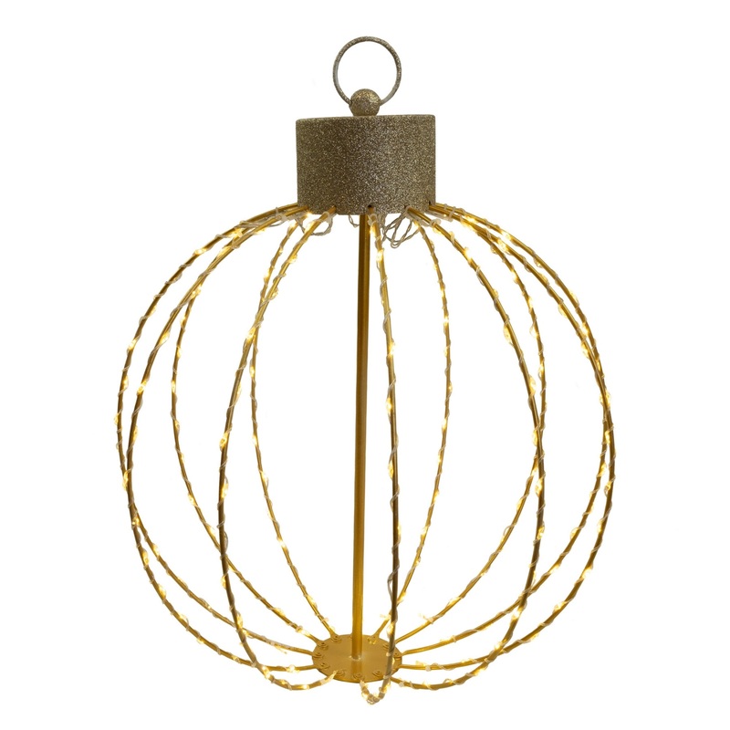 Holiday Bright Lights 28 Indoor/Outdoor Gold Ornament Ball 288L Flickering Warm White