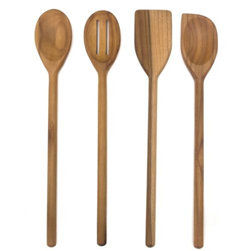 Lipper International Set of 4 Teak Tools, Teakwood, 2.25 x 14 x 3