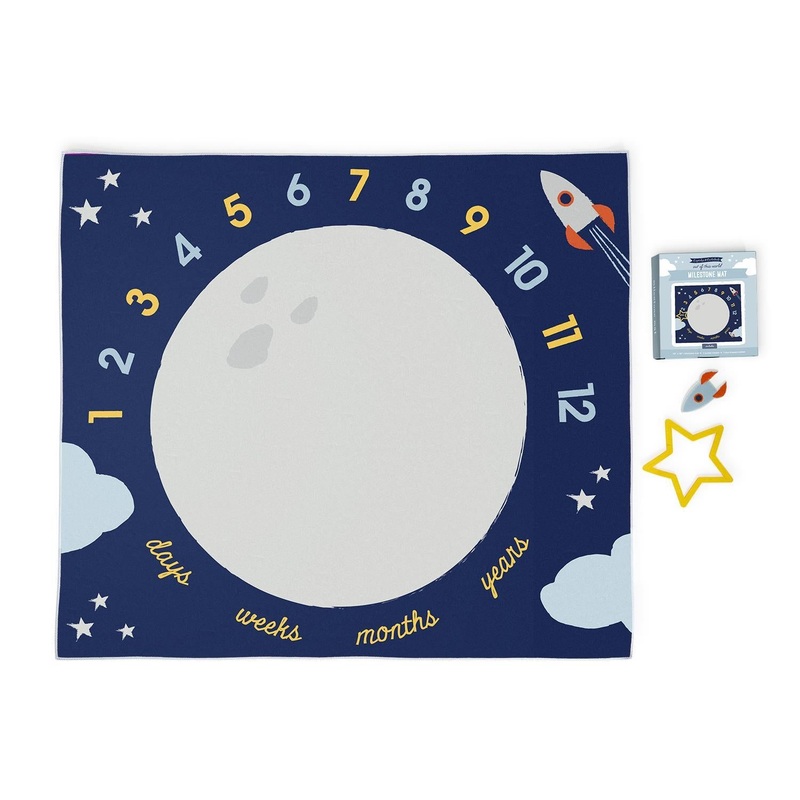 Out Of This World Milestone Mat/Curtain w/ Star & Rocket Markers In Gift Box