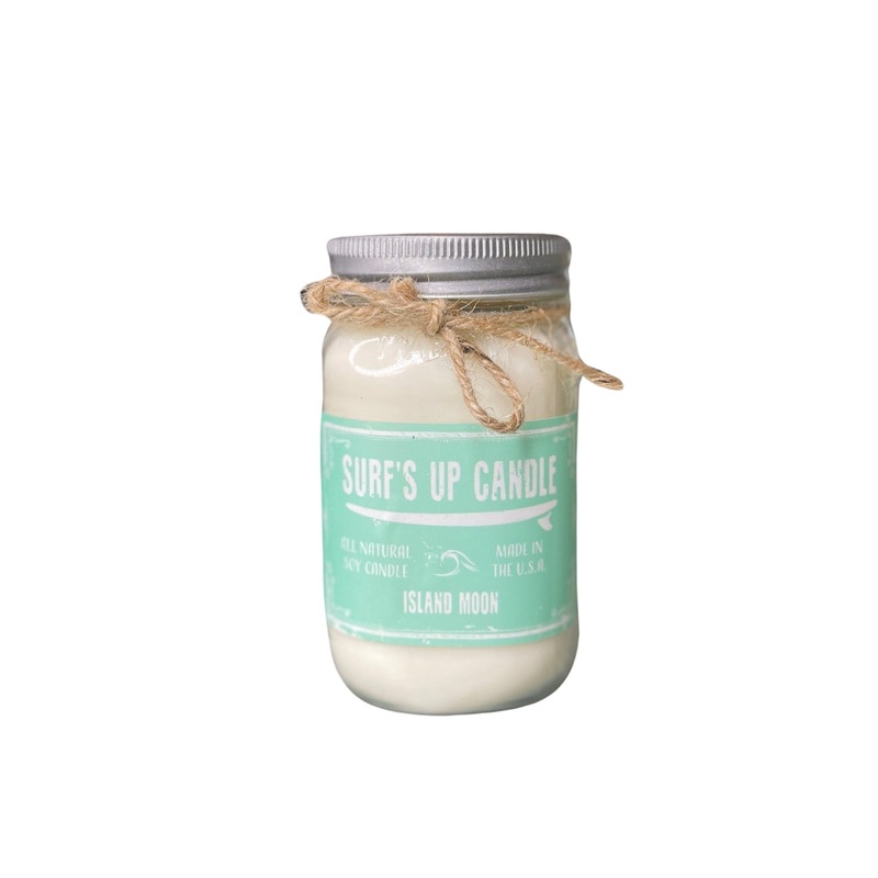 Surfs Up Candle Original Collection Island Moon Large Mason Jar Scented Candle Green 16Oz