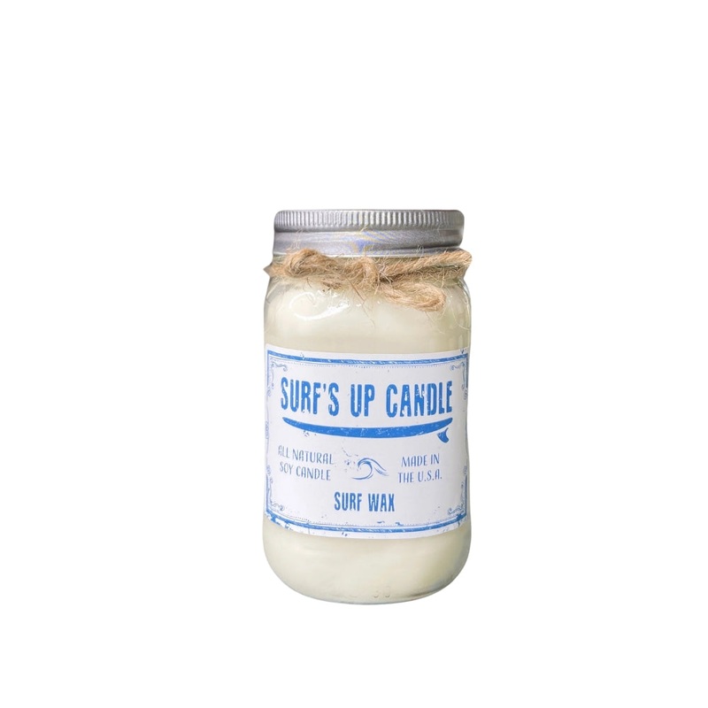 Surfs Up Candle Original Collection Surf Wax Large Mason Jar Scented Candle Blue 16Oz
