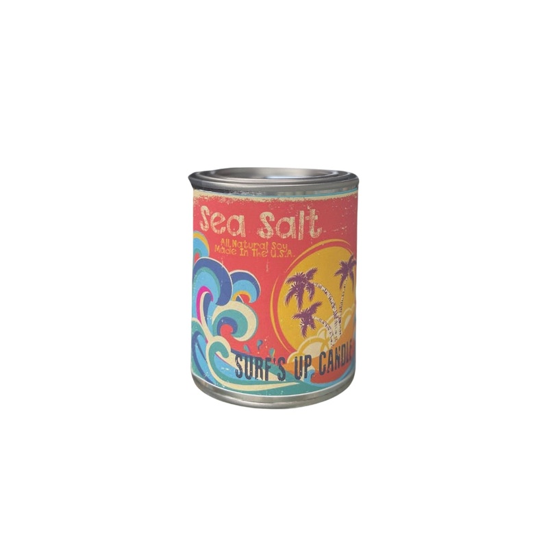 Surfs Up Candle Vintage Collection Sea Salt Pint Paint Can Scented Candle Red 16Oz