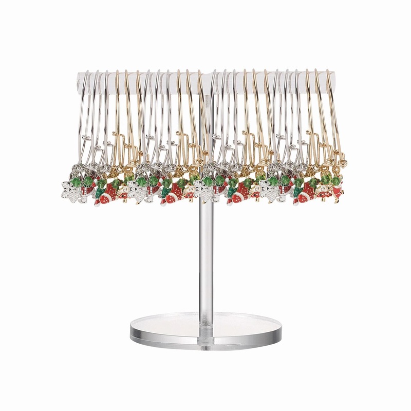 Transpac Cheerful Christmas Bangles With Display, Set Of 24