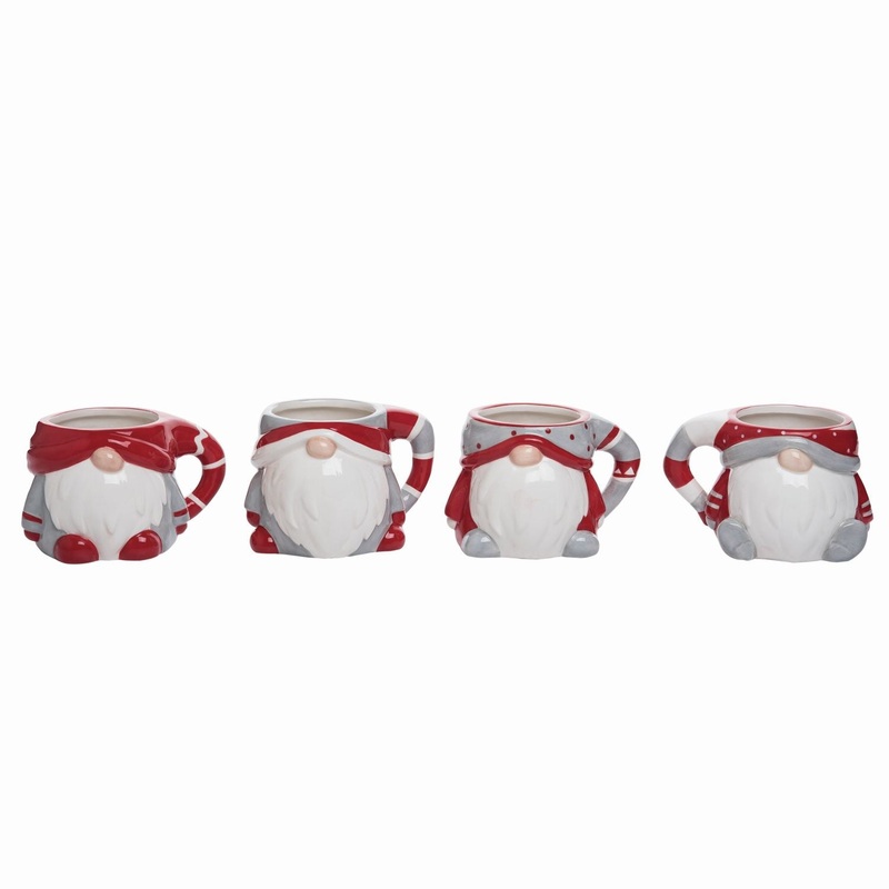 Transpac Dolomite Gnome Mug, Set Of 4, Assortment