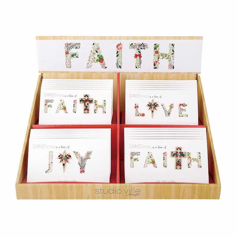 Transpac Faith Glitz Pins With Display, Set Of 24