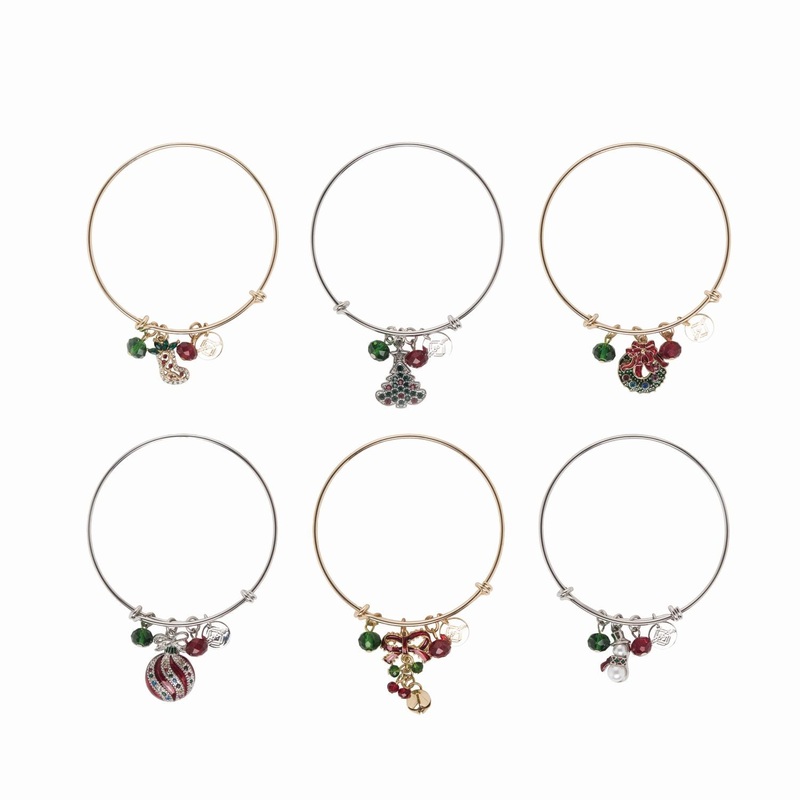 Transpac Festive Holiday Bangles With Display, Set Of 24