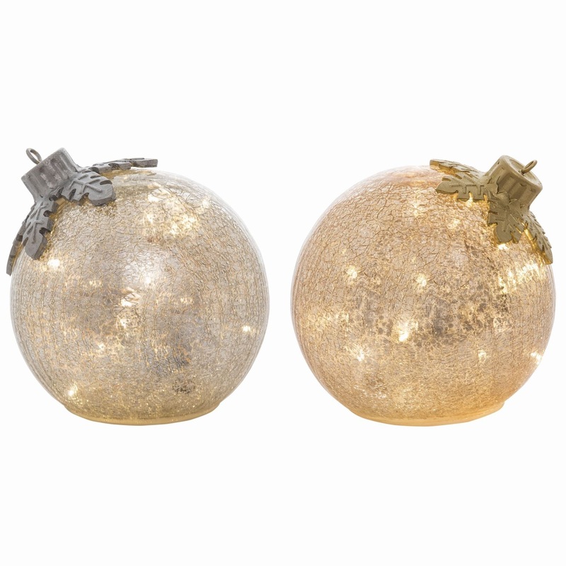 Transpac Glass Light Up Ornament Decor, Set Of 2, Assortment