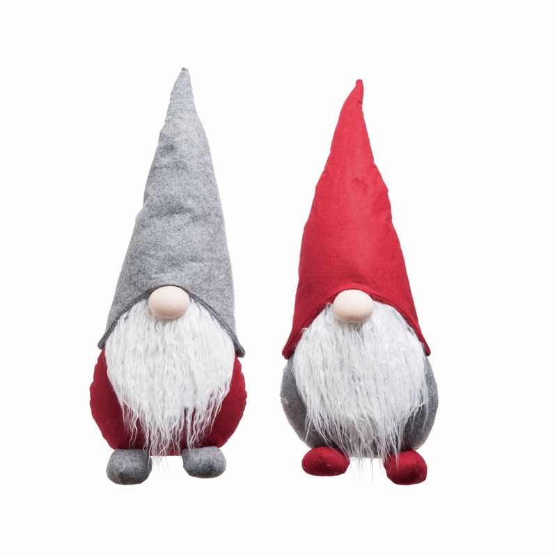 Transpac Large Plush Sitting Gnome, Set Of 2, Assortment
