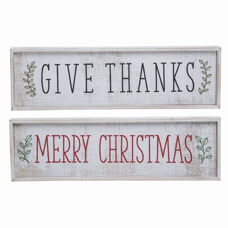 Transpac MDF Reversible Harvest/Christmas Block Decor