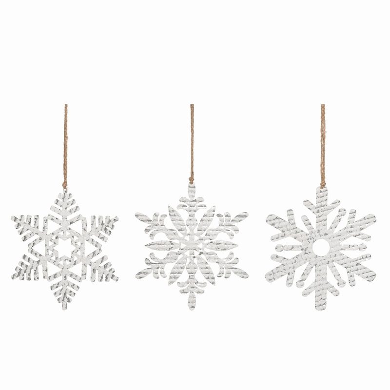 Transpac Metal Snowflake Ornament, Set Of 3, Assortment
