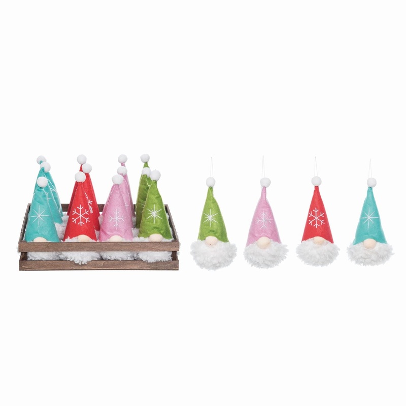 Transpac Plush Gnome Ornament In Wood Box, Set Of 12