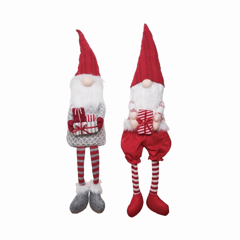 Transpac Plush Gnome With Gift Shelf Sitter, Set Of 2, Assortment