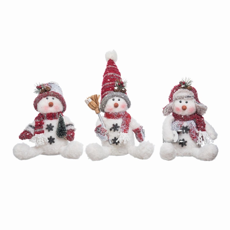Transpac Plush Snowman Pals Sitter, Set Of 3, Assortment.