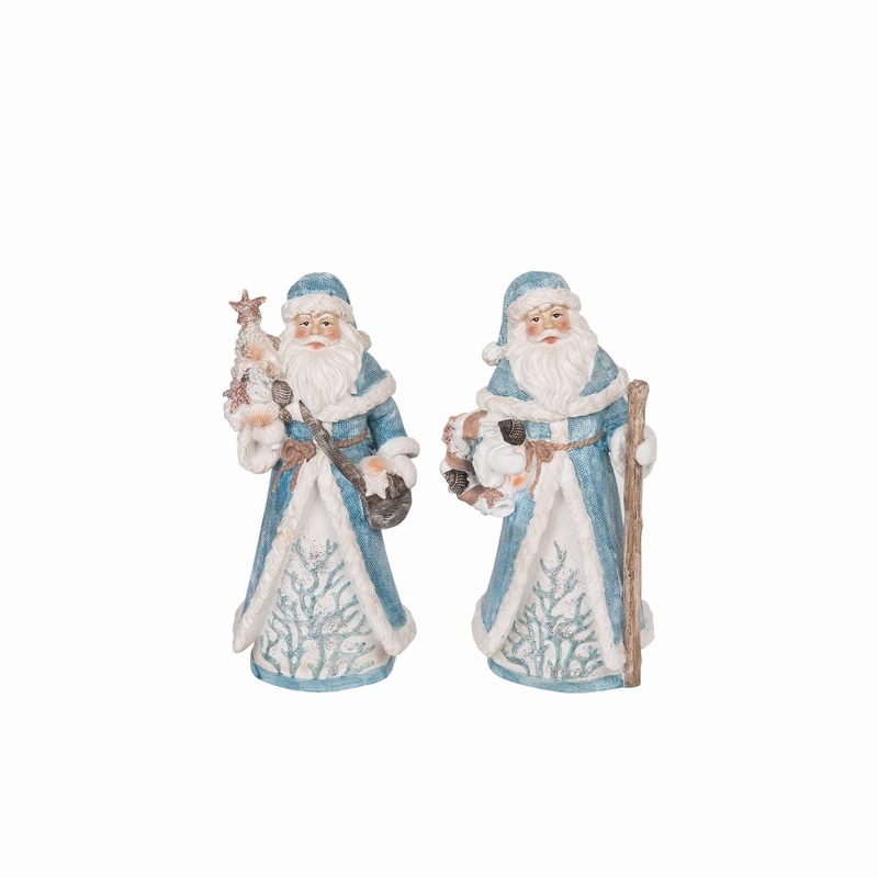 Transpac Resin Coastal Glitz Santa Figurine, Set Of 2, Assortment