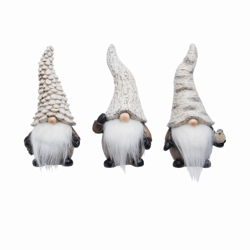 Transpac Resin Rustic Birch Gnome Figurine, Set Of 3, Assortment