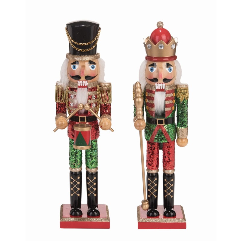 Transpac Wood Glitz Nutcracker, Set Of 2, Assortment