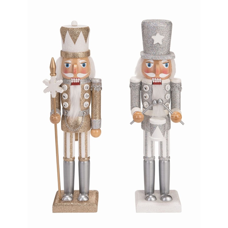 Transpac Wood Whimsical Nutcracker Decor, Set Of 2, Assortment