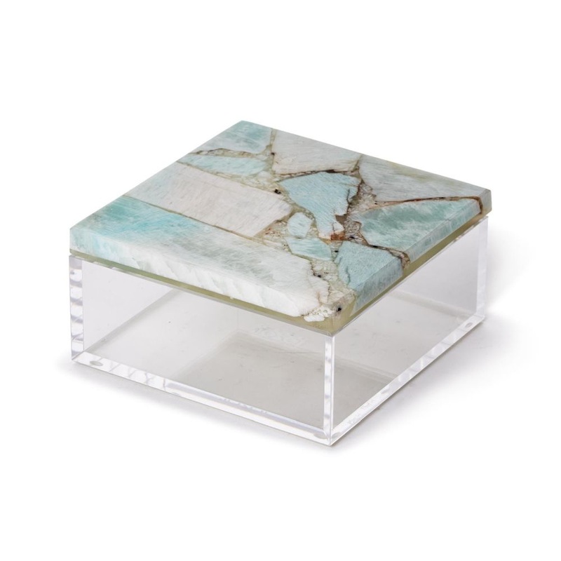 Two’s Company Amazonite 6 Square Box – Genuine Amazonite Gemstone/Resin/Acrylic