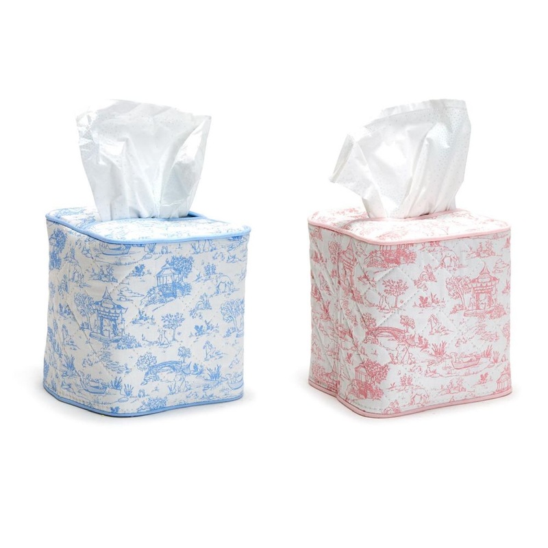 Two’s Company Animal Toile Quilted Tissue Box Cover Assorted 2 Colors
