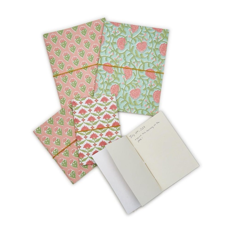 Two’s Company Floral Block Print 20-Pieces Soft Cover Notebooks in Assorted Patterns (50 unlined pages)